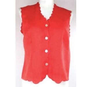 Talbots 100% Irish Linen Scalloped Vest A-462